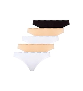 U.S. Polo Assn. Kadın 5'li Slip (Siyah-Beyaz-Ten-Beyaz-Ten) (Çok Renkli)