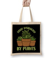 Funny Easily Distracted By Plants Gardening Pun Bez Çanta Uzun Saplı