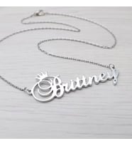 İsimli Taç Kolye, İsimli Kolye, İsimli Taçlı Kolye, İsimli Kolye, İsimli Monogram Kolye