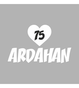 Kalpli 75 Ardahan Araba Sticker siyah 20x15 CM (Beyaz)