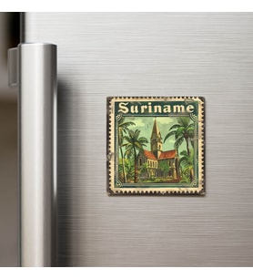 Surinam Suriname - Posta Pulu Temalı Ülke - Baskılı Buzdolap Magneti Kare - 9x9 cm