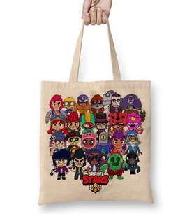 Brawl Stars Starları Bez Çanta Uzun Saplı