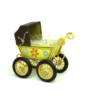 Dekoratif Metal Bebek Arabası Biblo Vintage Hediyelik