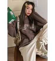 Unisex Cherish Baskılı Oversize Sweatshirt (Kahverengi)