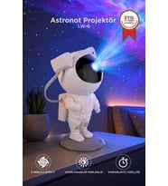 Torima Astronot Projektör Led Galaksi Uzaktan Zamanlayıcı Kumandalı Gece Lambası LW6 Beyaz