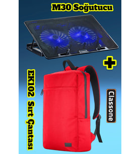 Classone PR-EK102 15,6' Su Geçirmez Kumaş Notebook Sırt Çantası+M30 Notebook Soğutucu