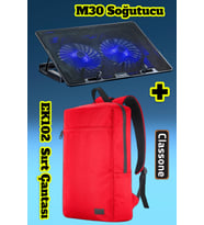 Classone PR-EK102 15,6' Su Geçirmez Kumaş Notebook Sırt Çantası+M30 Notebook Soğutucu