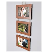 Bilge Ahşap 3'lü 10x15 Cm Hasır Ipli Fotoğraf Askılık Yatay- Renk Ceviz