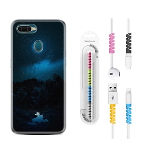Oppo A5S A15 A16 A54 A55 A73 A74 Kılıf Kablo Koruma Spiral Silikon Gece 1633