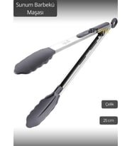 Sunum Maşası Barbekü Maşası Mangal Maşa Silikon Salata Maşası Kırmızı Gri 25 cm
