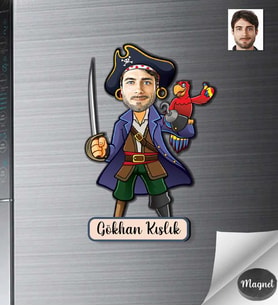 Kişiye Özel Korsan Erkek Ahşap Magnet -1