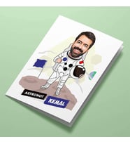 Kişiye Özel Astronot Erkek Karikatürlü Tebrik Kartı