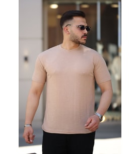 Erkek Ağaç Kabuğu Desenli Kısa Kollu T-shirt