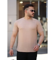 Erkek Ağaç Kabuğu Desenli Kısa Kollu T-shirt