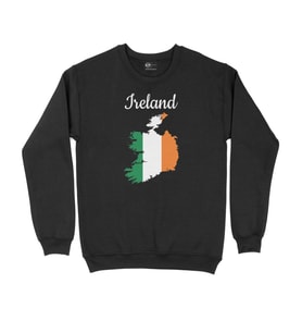 İrlanda Haritalı ve Bayraklı Siyah Sweatshirt
