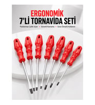 Mey İthalat® 7li Tornavida Seti Düz ve Yıldız Uçlu Çok Amaçlı Kullanım