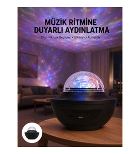 Mey İthalat® Çok Renkli Projektör Lamba Disko Topu Gece Lambası Kablosuz