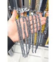 Hematit Taşı Dalgalı Rondela Kesim Mat Gri 6x1mm Doğal Taş Dizi