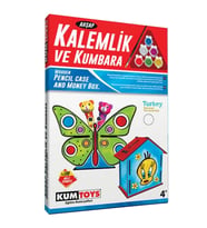 5304 Ahşap Kalemlik ve Kumbara Seti
