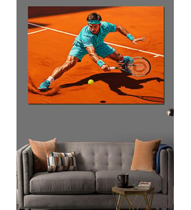 Tenis Oynayan Sporcu Adam Dekoratif Kanvas - Mdf Ahşap Tablo