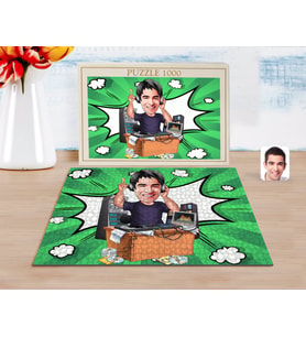 BK Gift Kişiye Özel Erkek Radyocu Karikatürlü 1000 Parça Profesyonel Puzzle-1