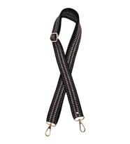 Angel Çanta Aksesuar 120x3 cm Polyester Kolon Çanta Sapı Siyah Renk Gümüş Şeritli Light Gold Metalli