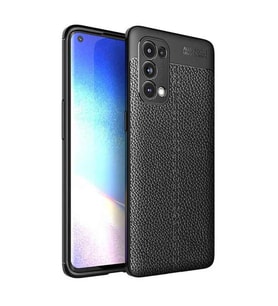 Oppo Reno 5 Deri Görünümlü Firo Silikon Kılıf (Siyah)