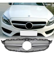 C Serisi W205 AMG Ön Panjur Gümüş/Siyah Kamerasız 2014-2018