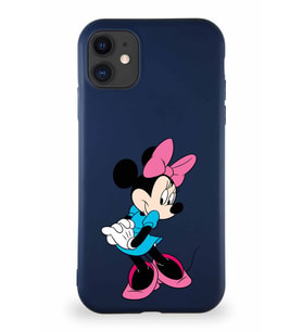 Apple iPhone 11 Soft Premier Kapak Minnie Mouse-F Tasarımlı Silikon Kılıf - Lacivert (Şeffaf)