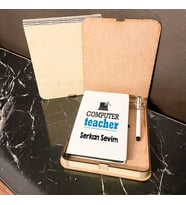 Computer Teacher Ahşap Kutulu Defter Kalem Set