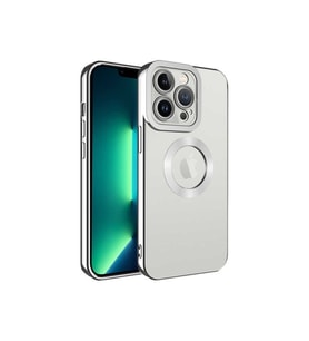Apple iPhone 14 Pro Uyumlu Kılıf Kamera Korumalı Logo Gösteren Zore Omega Kapak (Gümüş)