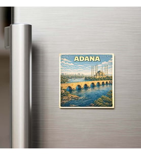 Adana Şehri - Pop-Art Travel - 9x9 cm Buzdolap Magneti