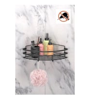 Tekno Tel ST-107 Yapışkanlı Kancalı Köşelik Banyo Rafı Siyah