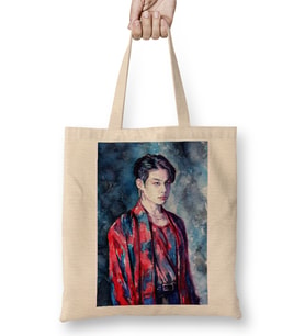 Bts JungKook in Red & Blue Bez Çanta Uzun Saplı