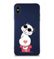 Apple iPhone XS Max Soft Premier Kapak Coolcat Tasarımlı Silikon Kılıf - Lacivert (Şeffaf)