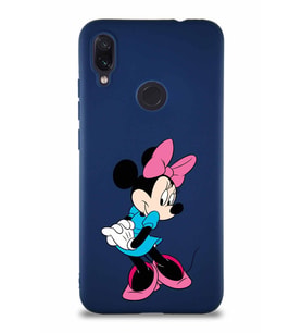 Xiaomi Redmi Note 7 Soft Premier Kapak Minnie Mouse-F Tasarımlı Silikon Kılıf - Lacivert (Şeffaf)