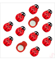 Uğur Böceği Ahşap Sticker, 1,9cm x 1,4cm  x 12 Adet - Kırmızı (STD)