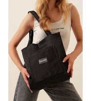 hbs Dry&More Siyah Kol Omuz Çantası, Kanvas Bez Çanta, Tote Bag, Doğa Dostu, Basıc 7899