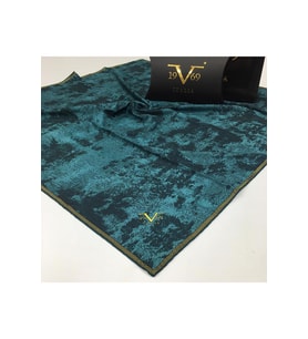 Deri Desen Black Seri Twill Eşarp Eşarp Askısı ile Birlikte 90x90 cm Petrol Mavi