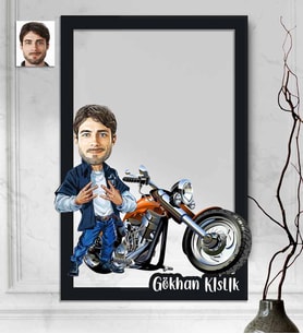 Kişiye Özel 3D  Ahşap Tablo Motorcu Erkek 30x40 -6
