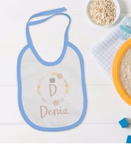 BK Kids Kişiye Özel Mavi Bebek Mama Önlüğü - Model 133