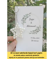 15 Adet Sade Kartlı Zincirli İnci Yıldız Anahtarlık - Kına Hediyelik - Nikah 