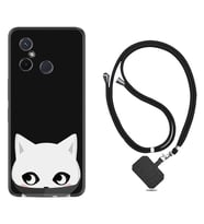 Xiaomi Redmi 12C Kılıf Silikon Boyun Askılı İpli Desenli Silikon Pandemi Cat 1729
