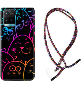 Vivo Y11S Y21S Y20 Y20S Y70 Kılıf Boyun Asklı Rasta Silikon Neon Cats 1790