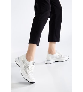Edwin Beyaz Triko Bağcıklı Yüksek Topuk Rahat Kalıp Sneaker (Karışık)