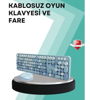 Kablosuz Klye ve Mouse Seti – Sessiz Tuş, Retro Tasarım