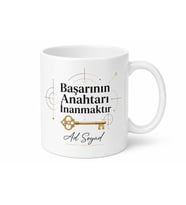 Başarının Anahtarı İnanmaktır Odaklanma Temalı Hediye Kupa Bardak