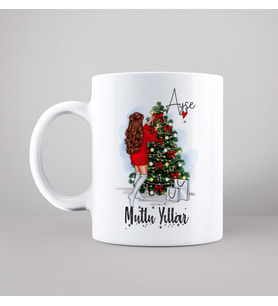 Mutlu Yıllar & Merry Christmas Yılbaşı Tasarımlı Kupa Kişiye Özel