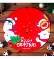 ÇAM AĞACI ALTLIĞI 88 CM BÜYÜK MODEL KIRMIZI NOEL FİGÜRLÜ PROFOSYONEL ÇAM AĞACI ETEĞİ