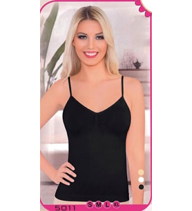 Siyah Kadın İnce Askılı Atlet Göğüs Formlu Günlük İç Giyim S-XL 5011